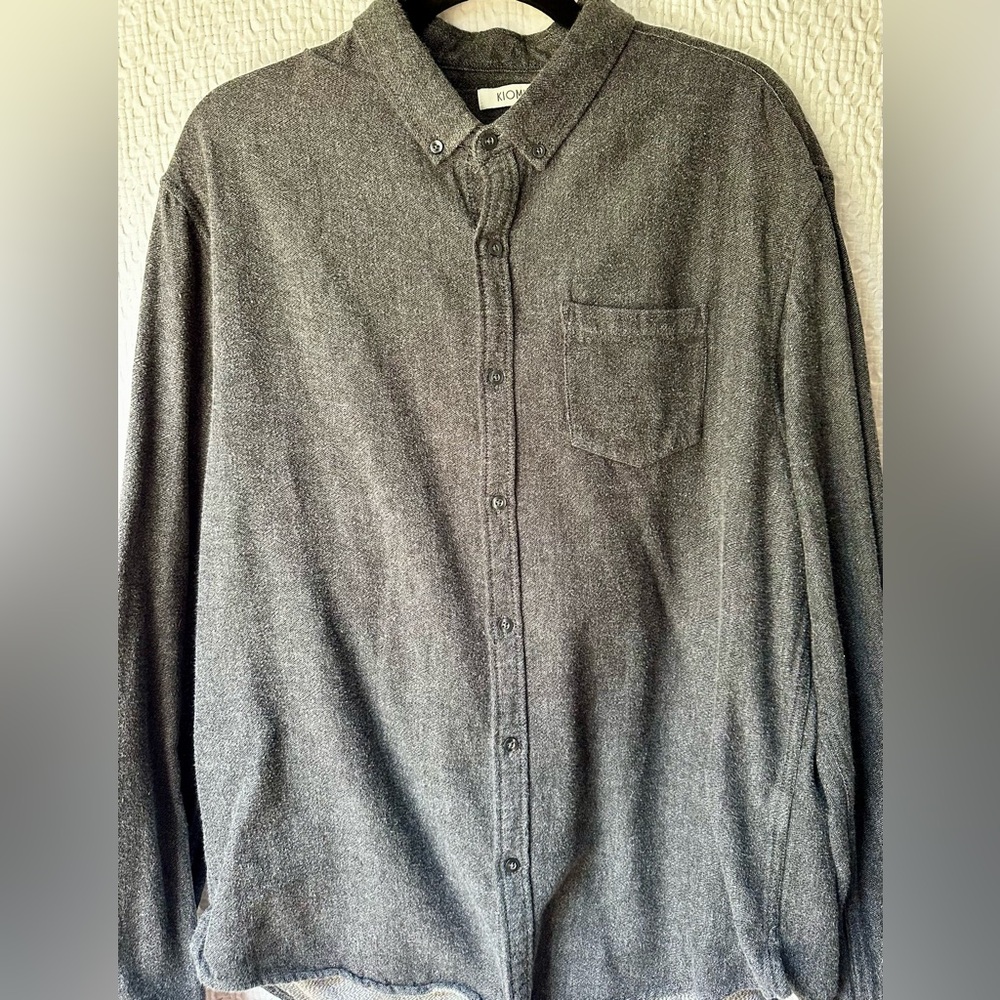 Kiomi Men's Gray LS Button Up Shirt in Gray SZ XL